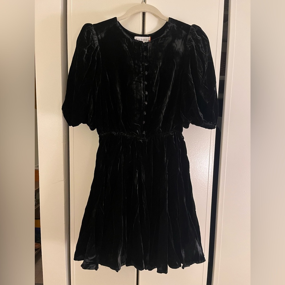 Rhode Georgia Gathered Velvet Mini Dress, S, NWT